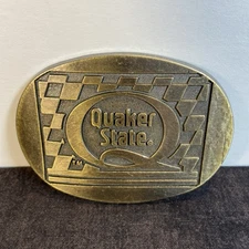 Quaker State- Motor Oil-Racing Car- Truck 1980s Vintage Belt Buckle