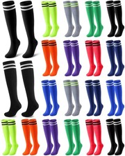 18 Pairs Soccer Socks Colorful Knee High Tube Socks Stretchy Football Basebal...