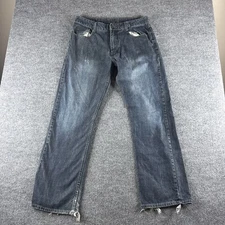 Flypaper Bootcut Jeans Mens 34x32 Blue Distressed Wide Streetwear Skater 90s Y2K