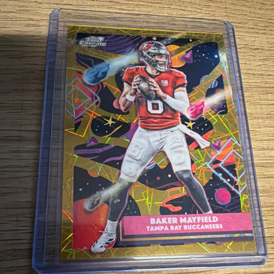 2025 Topps Chrome- Baker Mayfield- Bucs- Gold Interstellar Refractor 37/50