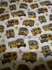 SCHOOL BUS TRAFFIC SIGNS COTTON FABRIC FQ