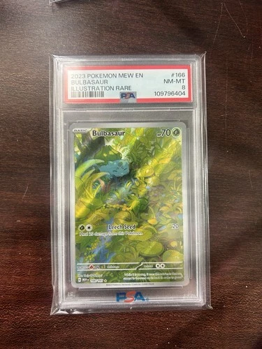 Pokémon TCG Bulbasaur Holo Illustration Rare Card 166/165 Scarlet & Violet PSA 8