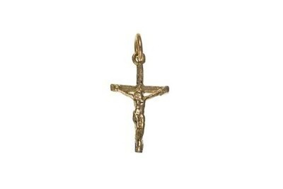 Small Yellow Gold Crucifix Pendant British Made Hallmarked