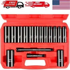Versatile 16-Piece Metric Impact Socket Set - Chrome V Steel, 3" & 6" Extensions