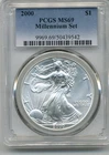 2000 American Silver Eagle Millennium Set MS69 PCGS Blue Lbl