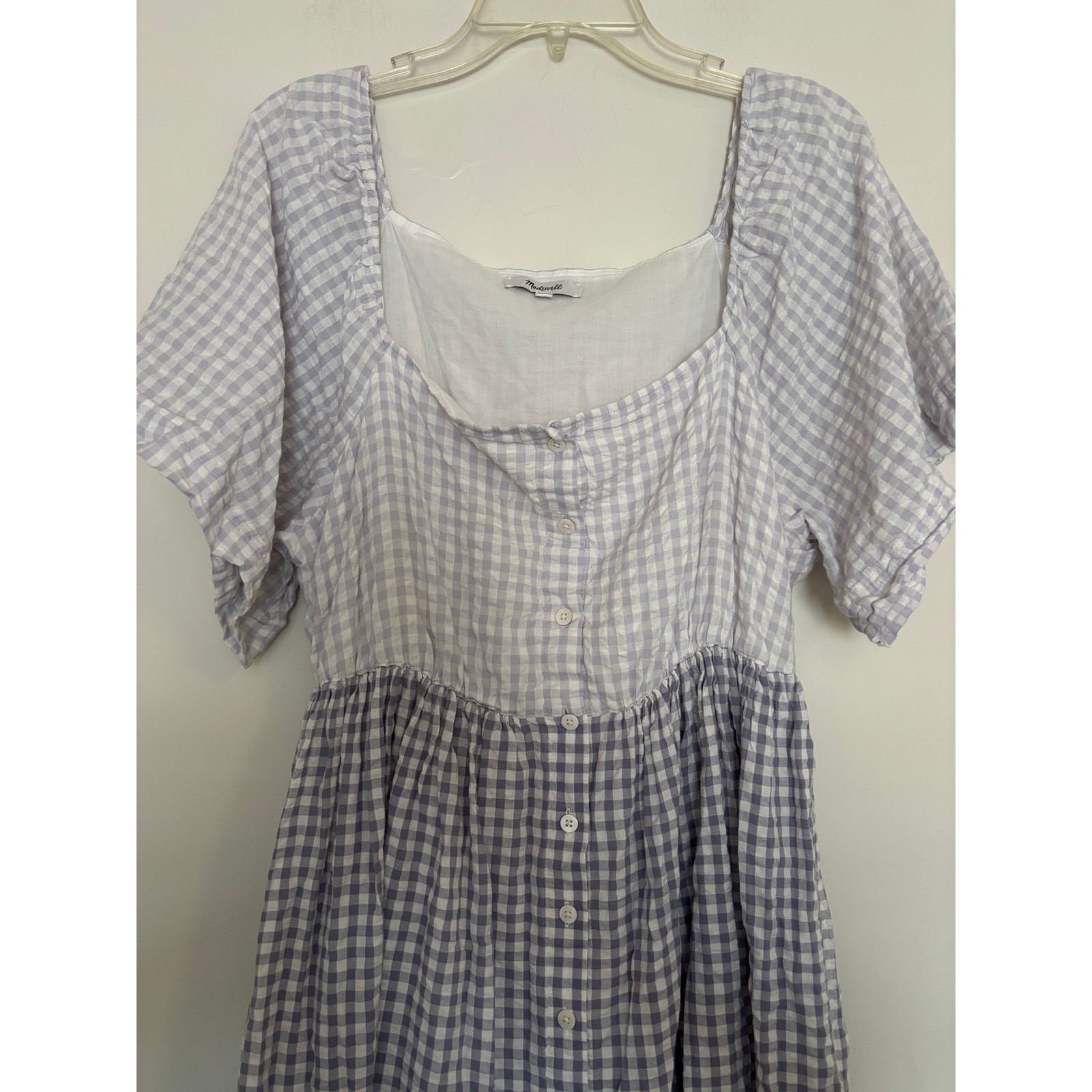 Patchwork Gingham Button-Front Tiered Midi Dress … - image 3