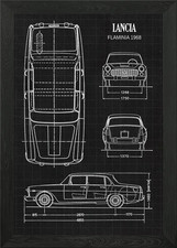 Quadro Lancia Flaminia 1968 con cornice wall art poster stampa su tela