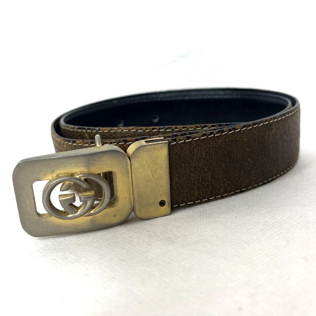 Ceinture cuir marron femme G.GUCCI du Japon i13527
