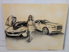 Bmeezy Originals 60x48 BMW i8 Rolls Painting HIGH GLOSS Epoxy Resin Art