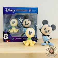 Disney Mickey Mouse Pluto Flocked Figures 2-Pack 2.5&rdquo; Figurine Set New in Box