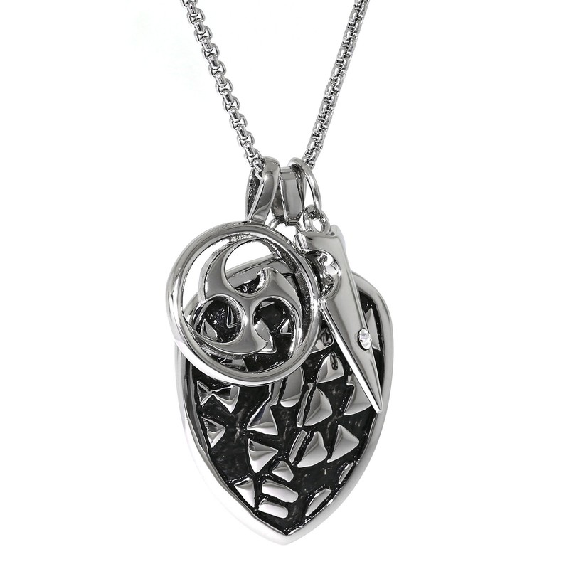 Black Ion Plated Stainless Steel Shield Dog Tag Pendant Necklace - 24" Box Chain