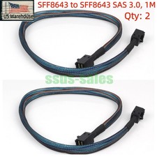 2PCS 1M SFF-8643 to SFF-8643 SAS 3.0 Cable Mini SAS HD Server Internal Cord US