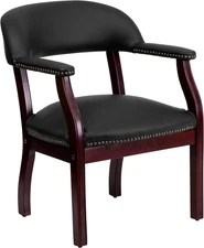 Diamond Black Leathersoft Conference Chair with Accent Nail Trim