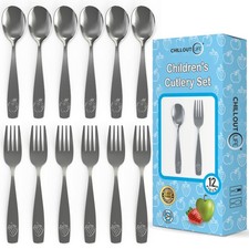 CHILLOUT LIFE Stainless Steel Kids Silverware Set 12 Pieces - Child and Toddl...