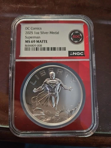 2025 Superman DC Comics 1 oz Silver Medal NGC MS69 Matte