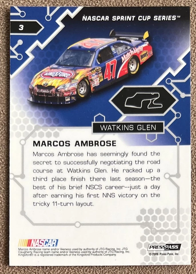 2009 Press Pass Stealth Chrome #3 Marcos Ambrose Rookie NASCAR Racing Toyota RC - Image 2 of 2