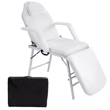 73" Portable Tattoo Parlor Spa Salon Facial Bed Beauty Massage Table Chair White
