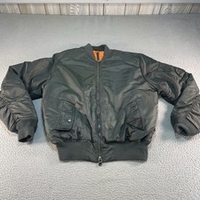 Bomber Jacket Mens Medium Green Flight Aviation Flyer Aviator Military Retro