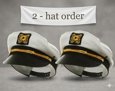 2x Adult Navy Captain Hat Yacht Sailor Skipper Ship Costume Adjustable Unisex