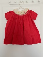 Honeysuckle Fashions Sears VINTAGE Baby Girl White Red Dress Size Large / 12m