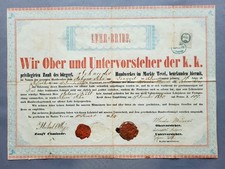 GESELLENBRIEF AUS TEVEL, Kaiserreich Österreich-Ungarn 1864