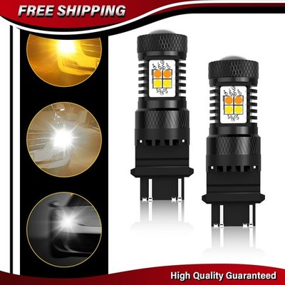 AUXITO White/Amber Switchback 3157 3155 LED Bulbs with Projector 3030 Chipsets