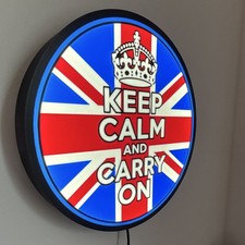 Keep Calm & Carry On Union Jack LED Light Box USB Powered 24cm Wall Light