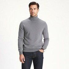 NWT Banana Republic 100 Merino Wool Mock Neck Sweater Mens XXL Gray Minimalist