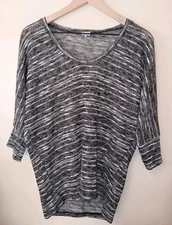 Splendid Slouchy Dolman Knit Top Black White Space Dye Size Small