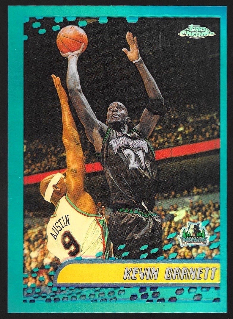 KEVIN GARNETT 2001-02 Topps Chrome Blue REFRACTOR #21 ~ Minnesota Timberwolves
