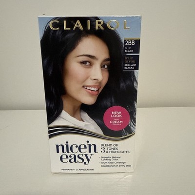 Clairol Nice'n Easy 2BB Blue Black Hair Color Cream Permanent Dye 