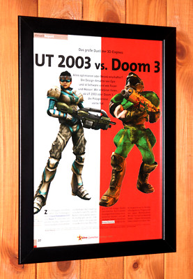 Unreal Tournament 2003 Vs Doom 3 Xbox Old Promo Small Poster / Ad Page Framed