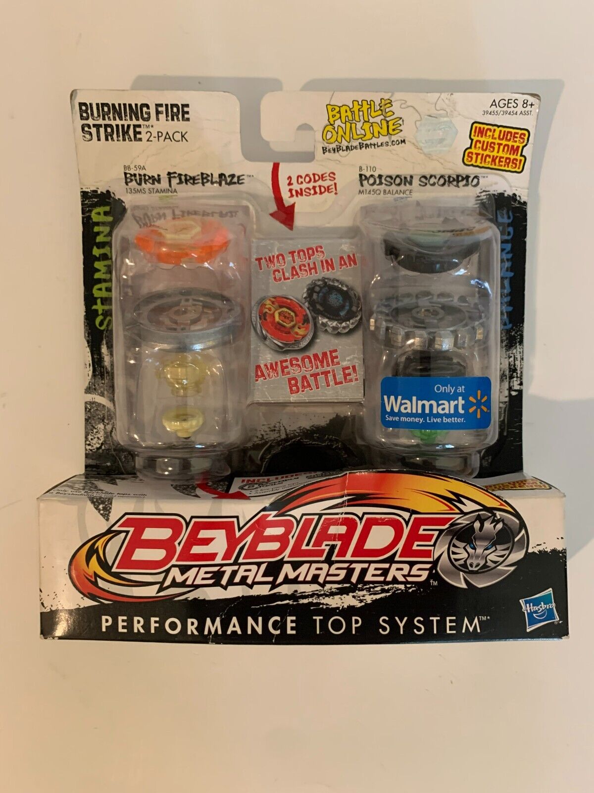 NEW Beyblade Metal Masters Burning Fire Strike 2-Pack Wal-Mart Exclusive 