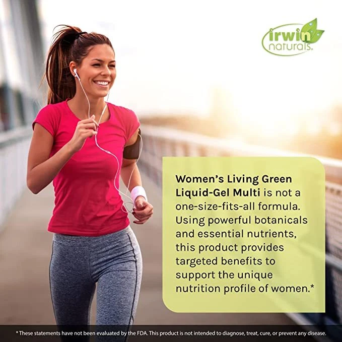 Irwin Naturals Living Gel Líquido Verde Multi Para Mujer Multivitamínico Multi 90 Ct Foto 3 de 4