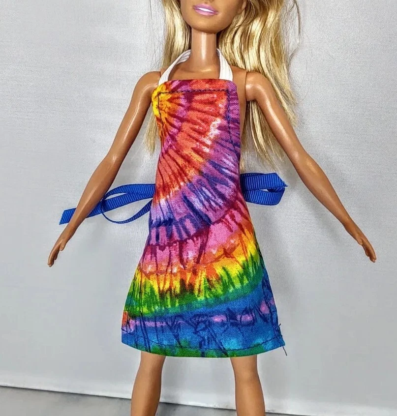 #2 Фартук галстук краситель радуга ретро ручной работы одежды подходит моды кукла 11,5 «12» 1/6 - Изображение 2 из 2