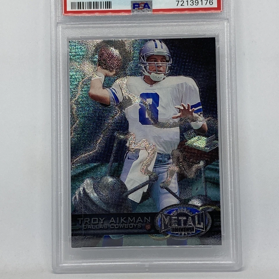 Troy Aikman Metal Universe Insert 1997 Skybox Metal Universe Football #11 PSA 7 - Image 2 of 4