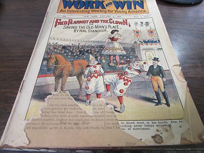 ANTIQUE - WORK AND WIN #109 - january 4th 1901 - CIRCUS COVER  -VERY GOOD