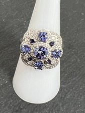 925 Silber Ring Tansanit , Iolith & Zirkon ! Gesamt-Karat: ca. 2,56 Carat Gr 18