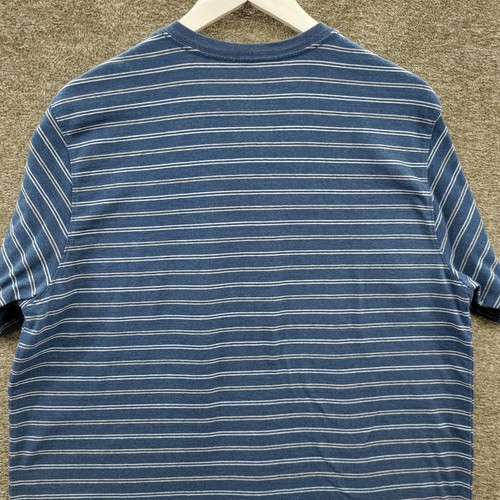 Faded Glory T-Shirt Men's Large Blue Short Sleeve Striped V-Neck Tee - Picture 4 of 8
