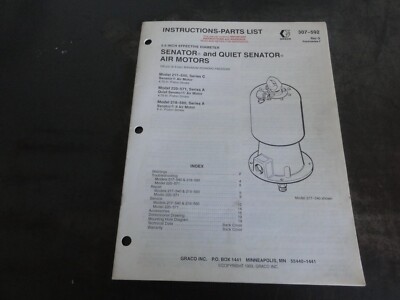 GRACO 217-540 220-571 218-580 Senator & Quiet Senator Air Motors Parts List
