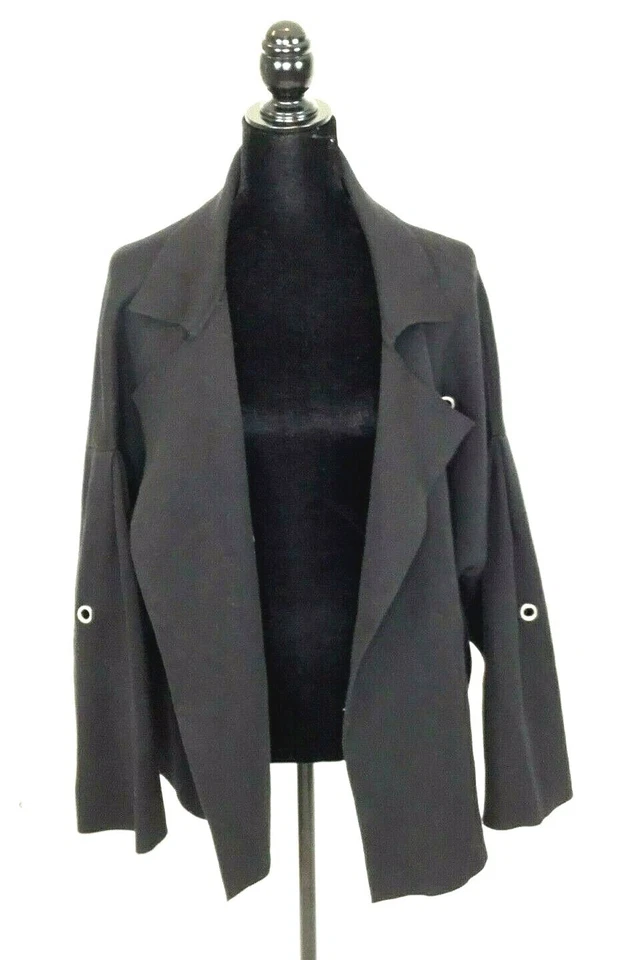 Cárdigan tejido Adrienne Vittadini Collection XL negro frente abierto Foto 2 de 4