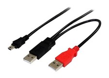 Pack of 2 / 3 ft USB Y Cable - 2x USB A male to USB mini-B male - StarTech