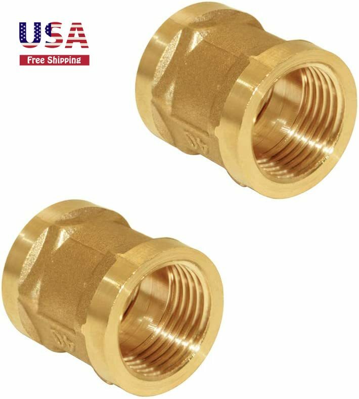 Brass Coupling Pipe Fitting Construction 1/2"NPS Female x 1/2"NPS Female 2PCS