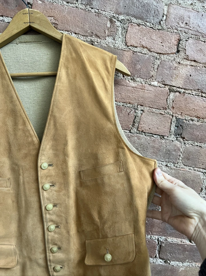 Vintage Paul Stuart Men’s Suede Vest, Sz Medium UK - Image 3 of 4