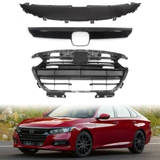For 2021-2023 Honda Accord Front Upper & Lower Grille Black Trim w/Grill Cover