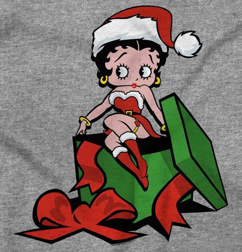 Betty Boop Cartoon Santa Weihnachtsgeschenk Damen Grafik Rundhalsausschnitt T-Shirt Tee - Bild 2 von 9