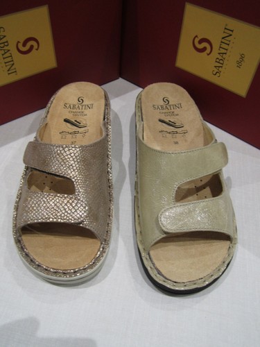 SABATINI - CIABATTA 2 FASCE VELCRO DONNA IN PELLE100% - CON PLANTARE  ESTRAIBILE | eBay