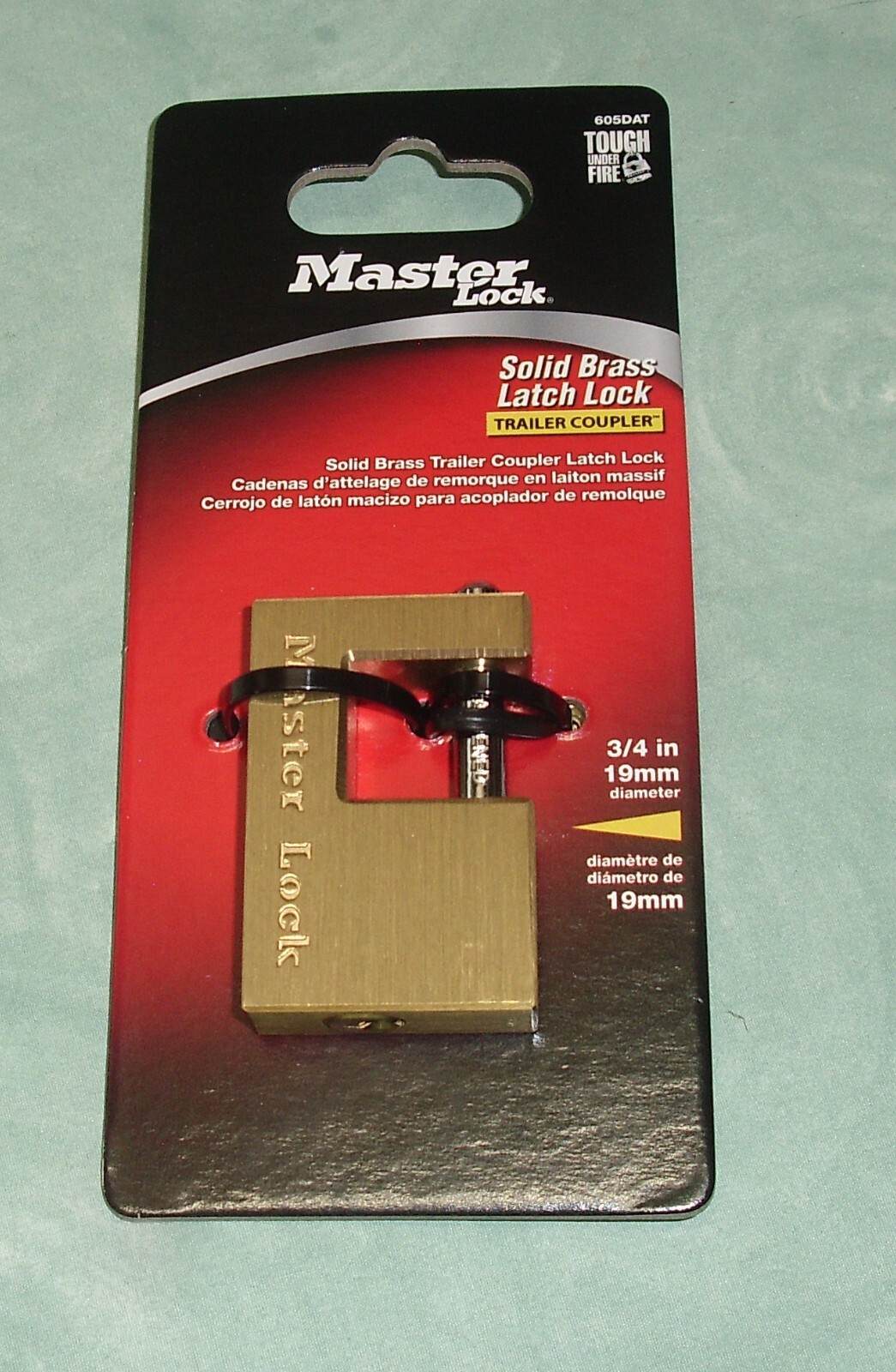 Master Lock Solid Brass Latch Lock Trailer Coupler 605DAT 3/4 in 19 mm