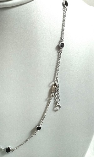 6 Ct Round Cut Lab Created Black Onyx Men's Station Necklace 14K White Gold Over - Picture 6 of 11
