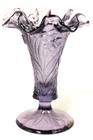 Fenton Amethyst Purple Violet Glass Daffodils Vase Ruffled Signed Dan Fenton